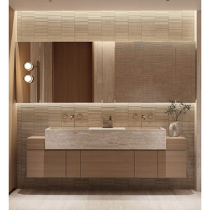 Wholesale Custom High-quality, Simple European-style Luxury Wooden <strong>Floating</strong> Bathroom Vanity with Sink and Mirror - Product Image 1