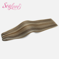Extensions de cheveux naturels vierges bruts doublement étirés, tissées à la machine, avec mèches personnalisées, vente en gros