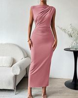PASUXI 2026 Nouvelle Arrivée Robe Décontractée Sans Manches pour Femme Couleur Unie Dos Nu Robes Moulantes pour Femme