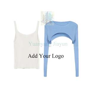 Pullover Bolero con top tagliati in maglia scrolla le spalle da donna con maniche in un pezzo - Product Image 1