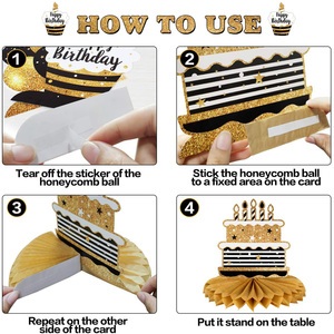 Decorazioni per Festa di 10° Compleanno, Centrotavola a Nido d'Ape Oro Rosa, Insegna 'Cinque Anni di Età', Accessori per Foto - Product Image 4