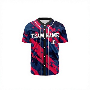 Maillot de baseball personnalisé de haute qualité, sublimation, col en V, unisexe, adulte, tissu léger, doux, respirant, confortable, séchage rapide - Product Image 1