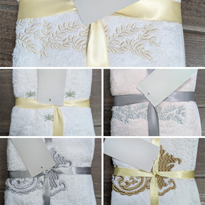Ensemble de salle de bain ultra-luxe brodé pour célébrer la vie : peignoirs, serviettes, pantoufles, 100% coton indien de qualité supérieure - Product Image 6