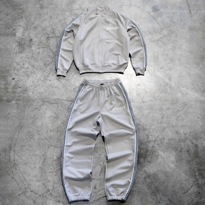 Custom High Quality Tracksuit Polyester <b>Zip</b> <b>up</b> <b>Jackets</b> and Pants Blank Jogger Set Casual Sports Striped Sweatsuit Manufacturer - Product Image 1