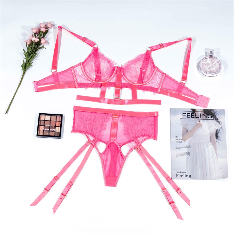 Wholesale Erotic Underwear with Garters - Transparent White Lace