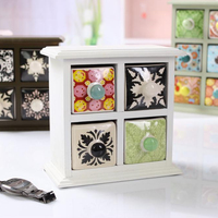 Boîte de rangement pour condiments, 4 tiroirs en céramique blanche, 4 modèles différents, design dans le tiroir