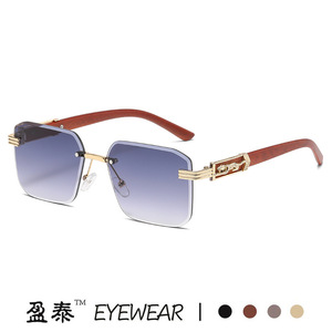 Yingtai Eyewear Beveled <b>Square</b> Frameless Sunglasses Metal <b>Frame</b> UV400 Protection Unisex Fashion Sunshades - Product Image 1