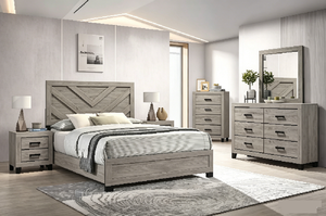 Ensemble de chambre à coucher moderne 6 pièces - Cadre de lit <span class=keywords><strong>avec</strong></span> tête de lit, commode, miroir, <span class=keywords><strong>coffre</strong></span> et 2 tables de chevet - Suite de chambre à coucher King Size - Product Image 2