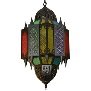 זהב עתיק פליז תאורת מתקן בעבודת יד מרוקאי תליון אור ברזל ערבית תליון מנורה - Product Image 3