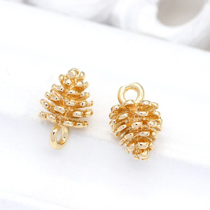 <strong>Jewelry</strong> <strong>Supplies</strong> 14K Gold Plated Pine Cone Pendant Charm for Bracelet Making - Product Image 1