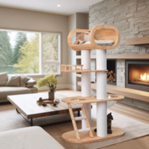 Árbol para Gatos Moderno de 63'' de Altura, Árbol para Gatos de Madera de Lujo para Gatos Adultos de Interior, Árbol para Gatos Resistente con Rascador de Sisal - Product Image 1