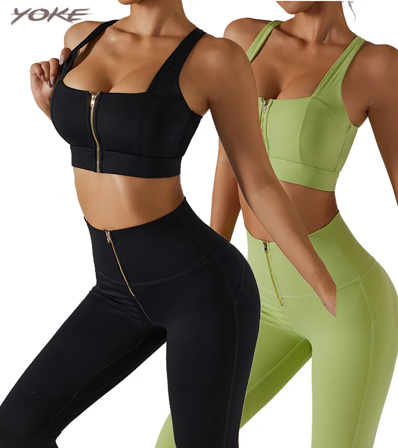 YOKE survêtement femmes Sport 4 pièces Gym soutien-gorge costume Gym Fitness ensembles grande taille à manches longues Fitness sans couture Yoga ensemble