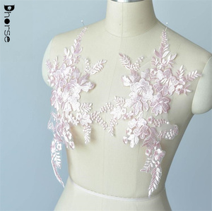 Vendita calda costumi colorati paillettes trasparenti ricamo applicazioni di pizzo da sposa - Product Image 5