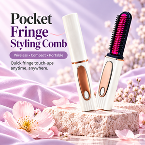 Brosse lissante chauffante sans fil portable pour cheveux, peigne de coiffage à franges de poche pour retouches à domicile et en voyage - Product Image 1
