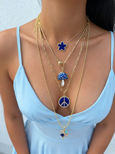 थोक 18k सोने की प्लेटेड गुलाबी मशरूम चारम्स स्क्वायर क्रिस्टल जिरकॉन और मां मोती डाई तांबे के गहने - Product Image 4