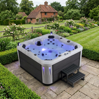 Jacuzzi Acrílico Contemporáneo para 4 Personas, Bañera de Hidromasaje y Spa con Masaje de Aire, Diseño Moderno para Patio, Jardín o Terraza
