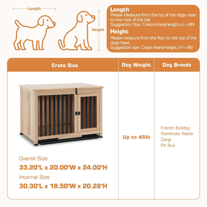 JUN JI Meubles de <span class=keywords><strong>caisse</strong></span> pour chien <span class=keywords><strong>en</strong></span> <span class=keywords><strong>bois</strong></span>, table d'extrémité de chenil pour chien pliable et portable, cage intérieure <span class=keywords><strong>en</strong></span> <span class=keywords><strong>bois</strong></span> massif avec plateau (moyen, naturel) - Product Image 2