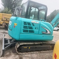 Excavatrice hydraulique sur chenilles Kobelco SK60 6 tonnes d'occasion du Japon, modèle 2022, avec moteur, pour travaux de terrassement et de nivellement