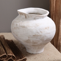 Fait à la main Vintage Antique Porcelaine Unique Blanc Céramique Rustique Rétro Terre Cuite Vase Pour Intérieur Décorations Couloir Décor