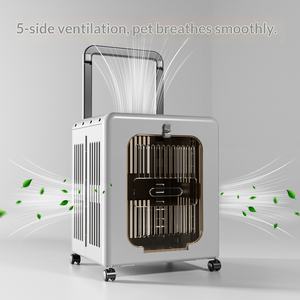 Valise de <span class=keywords><strong>transport</strong></span> <span class=keywords><strong>pliable</strong></span> à 4 roues en plastique pour animaux de compagnie avec fermeture à loquet, sac respirant portable pour chat - Product Image 4