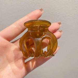 Mini pince à cheveux citrouille de 5 cm, transparente, couleur unie, géométrique, pour la moitié des cheveux, accessoires capillaires - Product Image 4