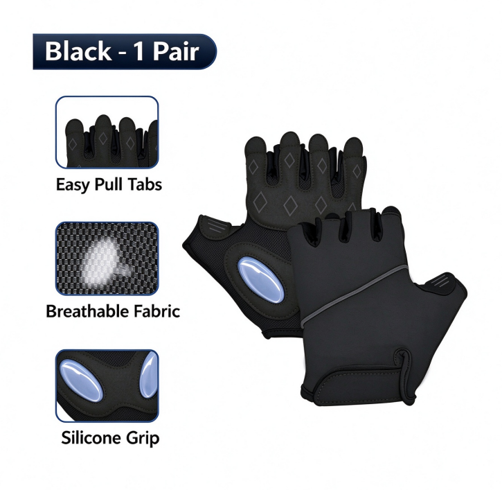 Slider Rope Guard Stylish Half-Finger Fitness Gloves - Liquid Silicone Padded, Breathable ...