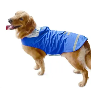 Dog Raincoat with Reflective Stripe Pocket Water Resistant Dog Raining Jacket Adjustable Drawstring Waterproof Pet Rain Coat