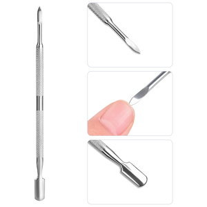 Pousse-cuticules double extrémité en acier inoxydable réutilisable, éliminateur de peaux mortes, outil de manucure et pédicure pour le soin des ongles - Product Image 4