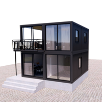 Maison conteneur méditerranéenne à 2 étages, bureau à domicile, terrasse modulaire, escalier, hôtel préfabriqué, garantie 3 ans