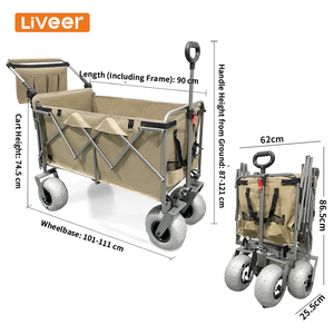 Carritos de Camping Resistentes - Carrito <span class=keywords><strong>Plegable</strong></span> con Llantas Inflables Tipo D, Longitud del Marco de 90 cm, Carrito de Transporte para Jardinería al Aire Libre - Product Image 2