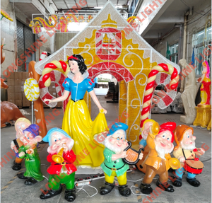Escultura de <span class=keywords><strong>Blancanieves</strong></span> <span class=keywords><strong>y</strong></span> <span class=keywords><strong>los</strong></span> <span class=keywords><strong>Siete</strong></span> <span class=keywords><strong>Enanitos</strong></span> para Exteriores, Luz LED Luminosa de Resina <span class=keywords><strong>y</strong></span> Fibra de Vidrio con Motivo de Personajes de Dibujos Animados - Product Image 2