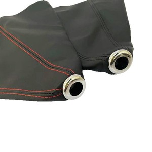 Chen Can Car Gear <b>Shift</b> <b>Knob</b> Cover Leather Black Red Stitching Universal Fit - Product Image 4