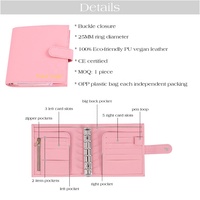 Carpeta de billetera con cremallera A7 de Bajo mínimo y bajo riesgo, carpeta de anillas de sobres con cremallera disponible como planificador de anillos de cuero
