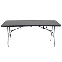 Table pliante noire de 6 pieds, table pliante portable d'extérieur avec poignée, pliable promotionnel de haute qualité