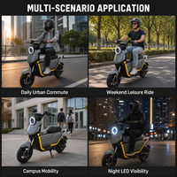 Scooter électrique à batterie amovible pour adultes, 2 roues, pour les trajets urbains, avec phare LED, frein à disque, amortisseur