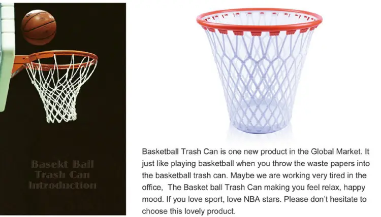 super capacity basketball trash can customized logo acceptable with height 30.5 cm office supplies paper basket