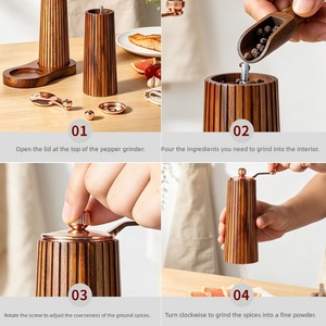 Moulin à poivre et salière en <span class=keywords><strong>bois</strong></span> d'acacia durable et écologique à manivelle, moulin à épices en <span class=keywords><strong>bois</strong></span> massif pour la cuisine occidentale - Product Image 3