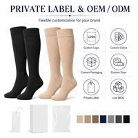 Calcetines de compresión hasta la rodilla para pantorrillas anchas 15-20 mmHg, fáciles de poner, juego de 2 pares, logotipo personalizado, OEM, ODM, venta al por mayor