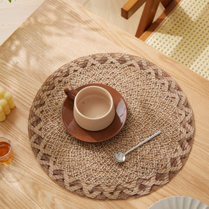 Style bohème rond 38cm napperons tissés en tissu de <span class=keywords><strong>jute</strong></span> personnalisé pour fête mariage cuisine Table à manger tapis - Product Image 5