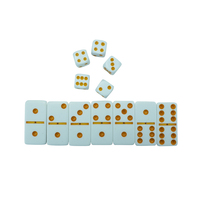 Vente en gros d'usine, dés blancs de 16mm, double ensemble de dominos en acrylique, couleur personnalisée et logo pour jeu de table, club de Casino