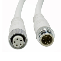 Câble d'alimentation étanche en PVC solide résistant aux hautes températures M12 IP68 avec conducteur en cuivre 12V 22AWG, assemblage 5-8 broches mâle-femelle personnalisé
