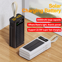 Batterie externe solaire Li-polymère ultra-mince 10W à charge super rapide 30000mAh avec logo personnalisé pour téléphone portable promotionnel