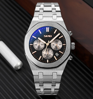 Jam Tangan Quartz Metal Desain Modern SKMEI 9296 Merek Terlaris dari Cina dengan Stopwatch dan Tanggal, Tahan Air 30M