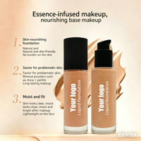Fond de teint liquide matifiant naturel OEM, couvrance modulable longue tenue pour tous types de peau