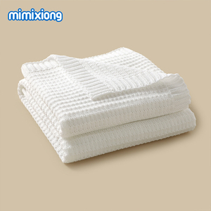 Nouveauté Mimixiong tricoté couleur unie nouveau-né bébé Bebes Swaddle couvertures bébés nourrissons literie couverture - Product Image 3