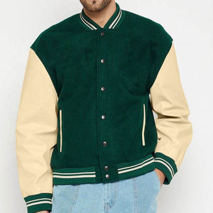 Veste de baseball en laine chenille brodée avec logo personnalisé, veste universitaire pour hommes, manches en cuir blanc, veste d'hiver - Product Image 1
