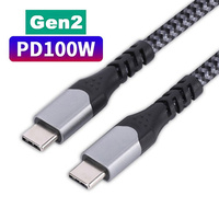 Top vente 5A 100W 20Gbps Nylon tressé Type C chargeur câble USB3.2 Gen2E-Mark charge rapide pour l'utilisation de l'ordinateur
