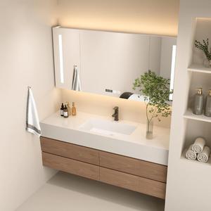Meuble de salle de bain intelligent avec vasque intégrée, combinaison de meuble et vasque sans joint - Product Image 3