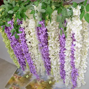 K020580 คุณภาพสูงประดิษฐ์ผ้าไหมตกแต่งบ้าน Wisteria ดอกไม้ VINE