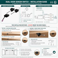 Interrupteur à capteur pour armoire à double porte, contrôle centralisé filaire 12V 24V, interrupteur d'éclairage automatique pour garde-manger et armoire LED FREE-09C-22